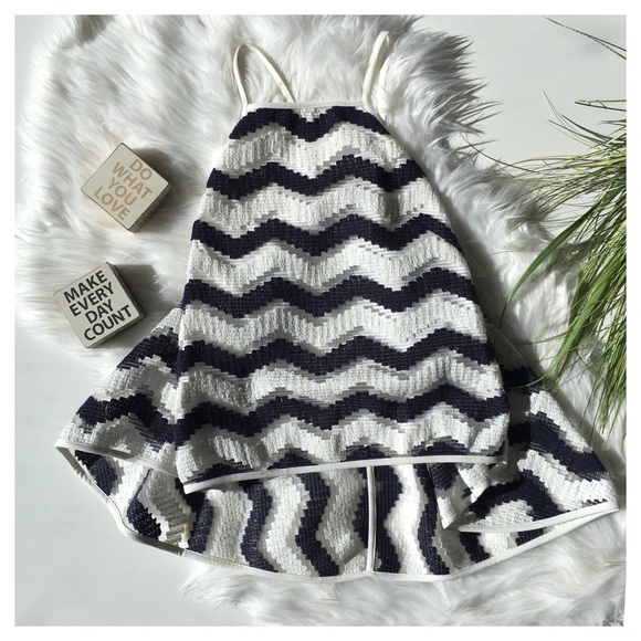 MILLY BLUE & WHITE CHEVRON TOP - Picture 3 of 6